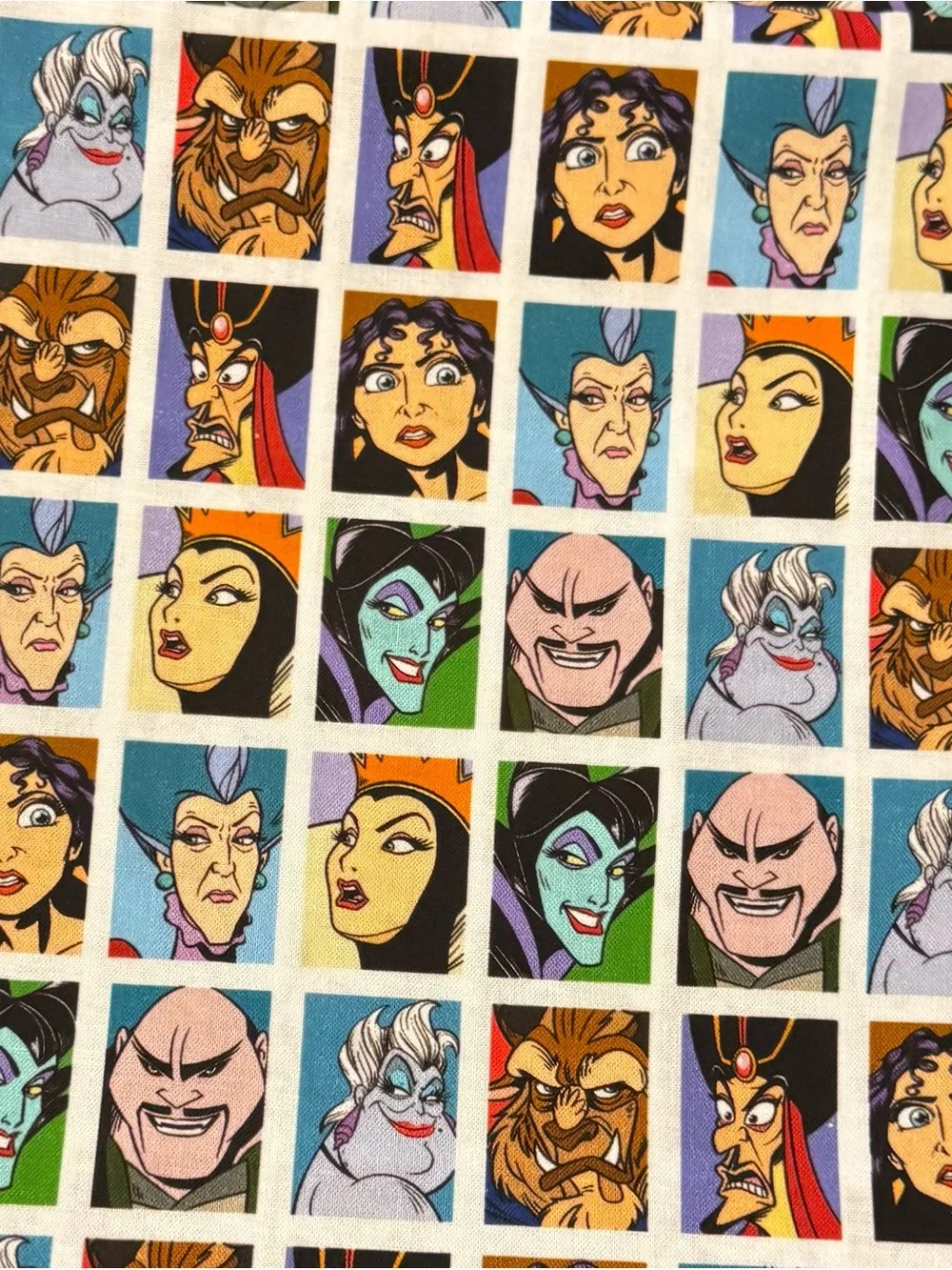 Disney Fabric Villains Grid Art Print - Multicolor 3 Yds x 44/45”